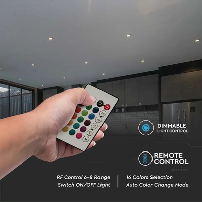 V-TAC 4.8W E14 RGB+ Meleg fehér P45 LED égő, 24 gombos távirányítóval  - SKU 3029