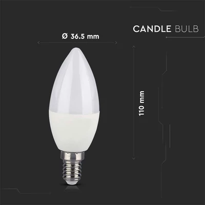 V-TAC 4.8W E14 RGB+ Természetes fehér C37 gyertya LED égő, 24 gombos távirányítóval  - SKU 2929