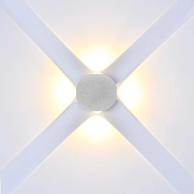 V-TAC 4W kültéri fali COB LED lámpa, 4 irányú, fehér házzal, természetes fehér - SKU 10591