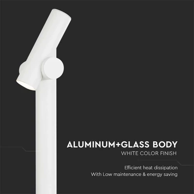 V-TAC 4W LED állólámpa állítható fejjel, 100 cm fehér házzal, meleg fehér - SKU 10476