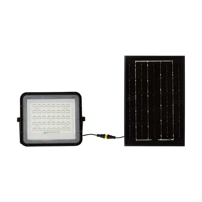 V-TAC 5000mAh napelemes LED reflektor 6W természetes fehér, 400 Lumen, fekete házzal - SKU 7822