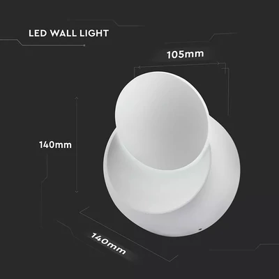 V-TAC 5W beltéri forgatható fali LED lámpa meleg fehér - SKU 7086