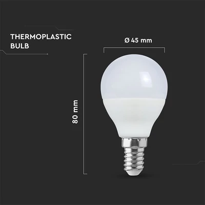 V-TAC 6.5W E14 meleg fehér P45 LED égő - SKU 24018