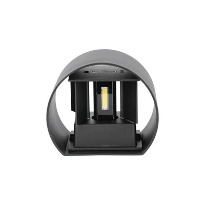 V-TAC 6W kültéri, fekete, kerek, fali LED lámpa természetes fehér - SKU 7090