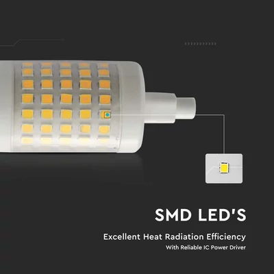 V-TAC 7W 78mm R7S meleg fehér LED égő, 100 Lm/W - SKU 212713