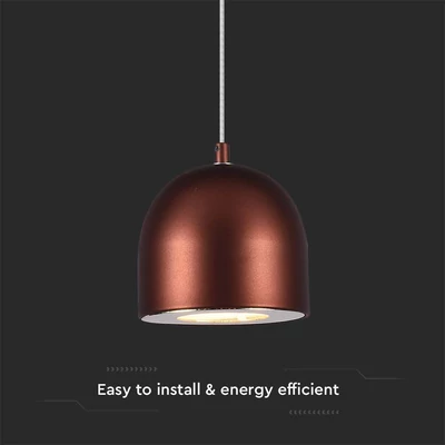 V-TAC 8.5W gömbcsillár, 120°, barna házzal, meleg fehér, 100 Lm/W - SKU 7994