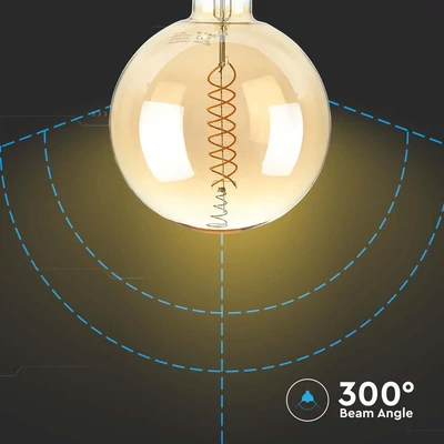 V-TAC 8W borostyán E27 G200 dimmelhető filament LED égő, 1800K - SKU 217462