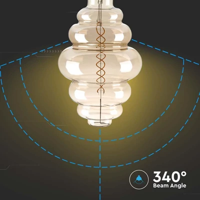 V-TAC 8W füstözött E27 meleg fehér dimmelhető spirál filament S200 LED égő - SKU 217465