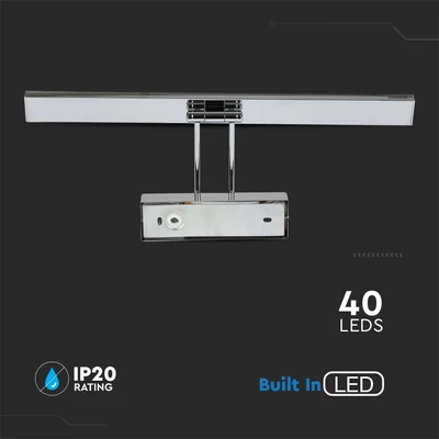 V-TAC 9W beltéri króm fali LED lámpa, tükör-/képvilágítás, meleg fehér - SKU 213984