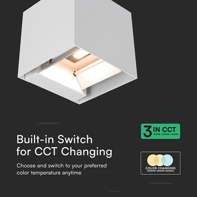 V-TAC 9W COB LED szolár fali fehér lámpa, szenzorral, állítható színhőmérséklettel - SKU 24063