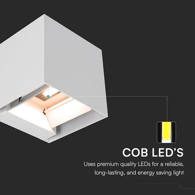 V-TAC 9W COB LED szolár fali fehér lámpa, szenzorral, állítható színhőmérséklettel - SKU 24063
