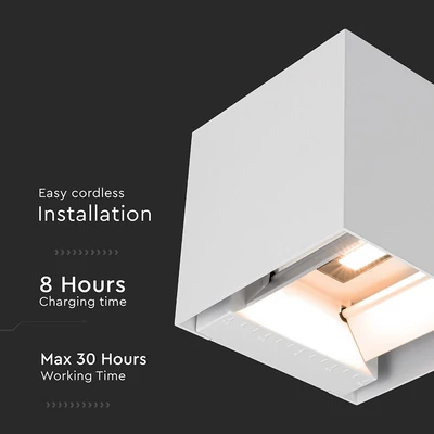 V-TAC 9W COB LED szolár fali fehér lámpa, szenzorral, állítható színhőmérséklettel - SKU 24063