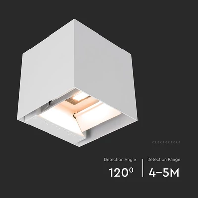 V-TAC 9W COB LED szolár fali fehér lámpa, szenzorral, állítható színhőmérséklettel - SKU 24063