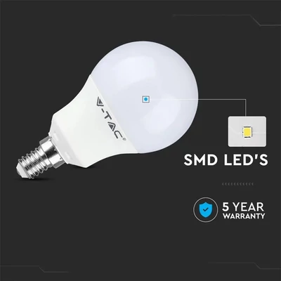 V-TAC A60 8.5W E14 meleg fehér LED égő - SKU 21114