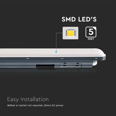 V-TAC ABS LED lámpa 150cm 48W IP65 hideg fehér 120 Lm/W (X-Széria) - SKU 10222