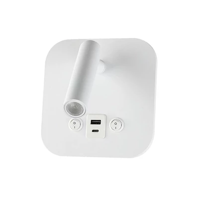 V-TAC ágy fölé való fali 8W CREE LED lámpa USB töltővel, meleg fehér, fehér ház - SKU 240026