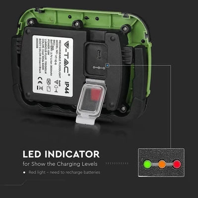 V-TAC akkumulátoros LED reflektor 10W természetes fehér 3600 mAh - SKU 20038
