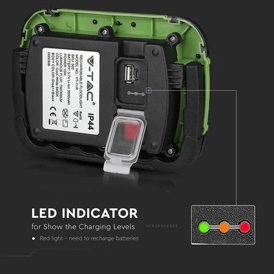 V-TAC akkumulátoros LED reflektor 10W természetes fehér 3600 mAh SOS funkció - SKU 20037