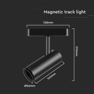 V-TAC állítható 20W spot LED lámpatest Slim 48V mágneses sínhez, hideg fehér - SKU 10256