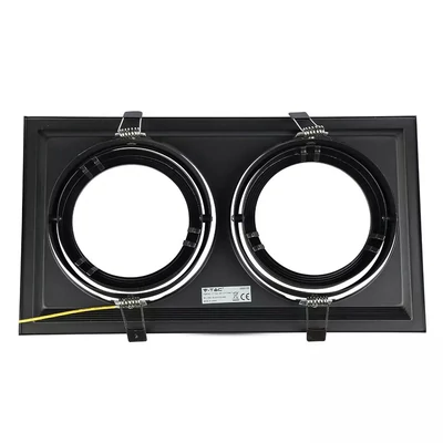 V-TAC AR111 LED 2 foglalatos süllyeszthető lámpatest, fekete - SKU 3582