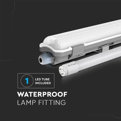 V-TAC armatúra LED fénycsővel 120cm 18W IP65 hideg fehér - SKU 6460