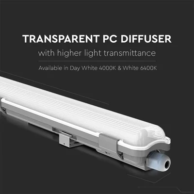 V-TAC armatúra LED fénycsővel 120cm 18W IP65 hideg fehér - SKU 6460