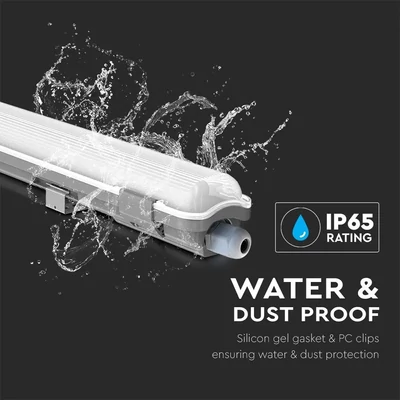 V-TAC armatúra LED fénycsővel 150cm 22W IP65 hideg fehér - SKU 6462