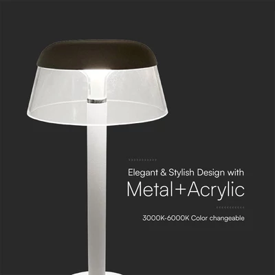 V-TAC asztali akkus lámpa, fehér házzal, CCT, 130x285mm - SKU 23686