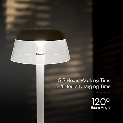 V-TAC asztali akkus lámpa, fehér házzal, CCT, 130x285mm - SKU 23686