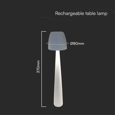 V-TAC asztali akkus lámpa, fehér házzal, CCT, 80x370mm - SKU 23684
