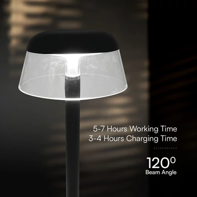 V-TAC asztali akkus lámpa, fekete házzal, CCT, 130x285mm - SKU 23685