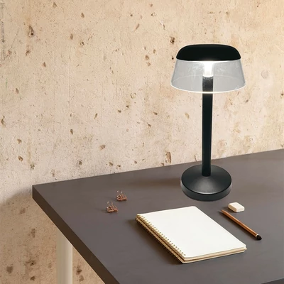 V-TAC asztali akkus lámpa, fekete házzal, CCT, 130x285mm - SKU 23685