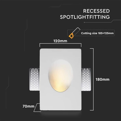 V-TAC beépíthető GU10 LED gipsz spotlámpa keret, egyes keret - SKU 6770