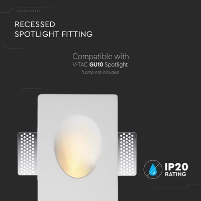 V-TAC beépíthető GU10 LED gipsz spotlámpa keret, egyes keret - SKU 6770