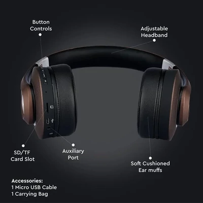V-TAC Bluetooth fejhallgató, barna - SKU 7732