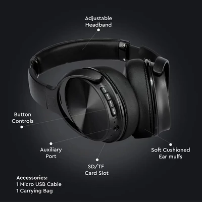 V-TAC Bluetooth fejhallgató, fekete - SKU 7727