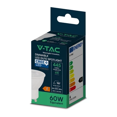 V-TAC CREE GU10 LED spot égő dimmelhető 6W meleg fehér 110° - SKU 211986
