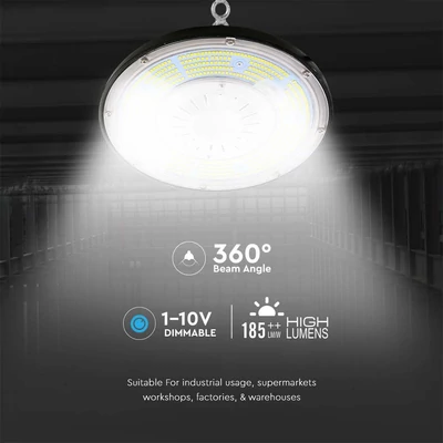 V-TAC csarnokvilágító LED lámpa, 200W 100° hideg fehér, 185 Lm/W - SKU 7657