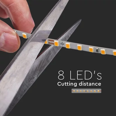 V-TAC DC24V 4mm SMD LED szalag IP20, SMD 2835 chip, 128 LED/m, meleg fehér - SKU 2906