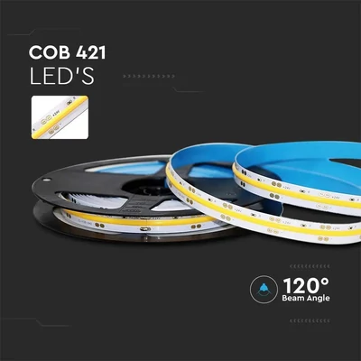 V-TAC DC24V COB LED szalag szett IP20, 420 db/m, Hideg fehér - SKU 2678