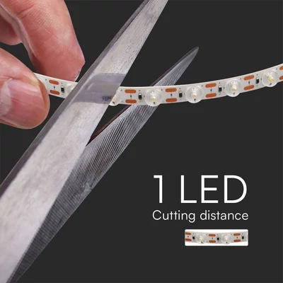 V-TAC DC24V LED szalag, SMD 2835, 48 LED/m lencsével, meleg fehér - SKU 23334