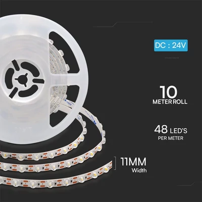 V-TAC DC24V LED szalag, SMD 2835, 48 LED/m lencsével, természetes fehér - SKU 23335