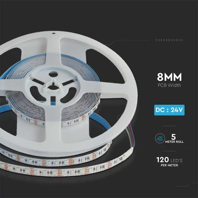 V-TAC DC24V SMD 3535 RGB LED szalag 120 LED/m, kettős PCB - SKU 10556