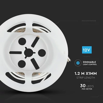 V-TAC dimmelhető LED szalag szett mozgásérzékelővel SMD 2835, 30 db/m természetes fehér - SKU 212549