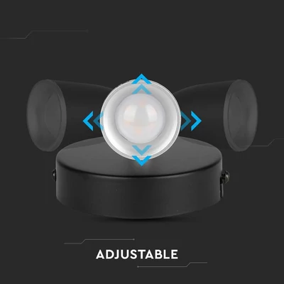 V-TAC egyfejű 4.5W beltéri fekete fali LED lámpa, meleg fehér, 90 Lm/W - SKU 218263