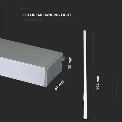 V-TAC ezüst mennyezetre függeszthető lineáris LED lámpa 120cm 40W természetes fehér - SKU 21375