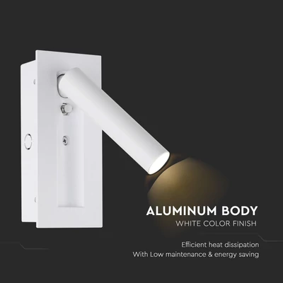 V-TAC falba süllyeszthető 2W CREE LED olvasólámpa, meleg fehér, fehér ház - SKU 239986