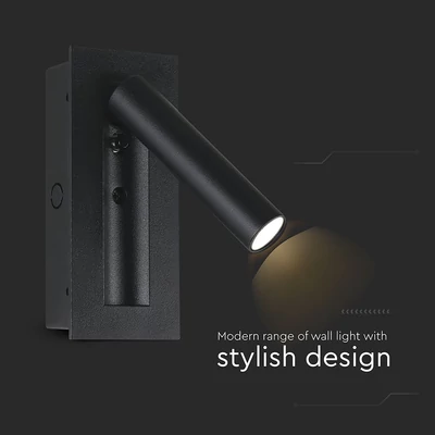 V-TAC falba süllyeszthető 2W CREE LED olvasólámpa, meleg fehér, fekete ház - SKU 239996
