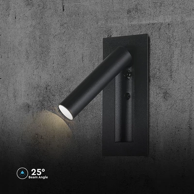 V-TAC falba süllyeszthető 2W CREE LED olvasólámpa, meleg fehér, fekete ház - SKU 239996