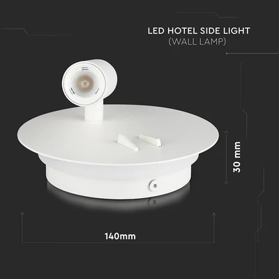 V-TAC fali LED COB olvasólámpa fehér 3+6W meleg fehér - SKU 1489